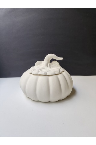 Dekoratif Balkabağı, Büyük Boy, Ham Beyaz El Yapımı, Ev Dekoru