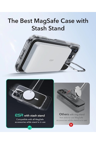 Esr Apple Uyumlu iPhone 16 Pro Kılıf + Ekran Koruyucu Cam Halolock Standlı Magsafe Classic Hybrid Şeffaf