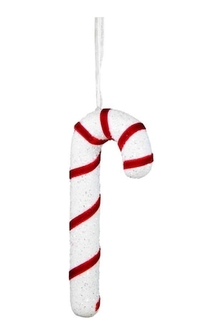 Kırmızı Beyaz Simli Yılbaşı Süsü Baston 15 Cm, Neşeli Ve Parlak Dekorasyon.