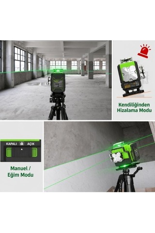 Huepar P04cg 4d Yeşil Lazer Seviyesi 4x360 Bluetooth Kontrollü Profesyonel Cihaz