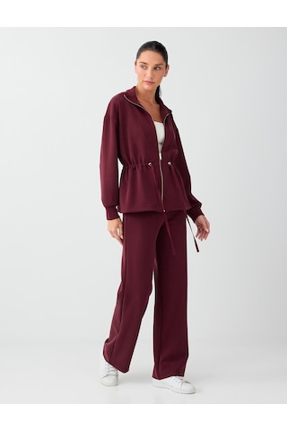 Jimmy Key Bordo Bel Ayarlamalı Fermuarlı Modal Ceket 6ww057725562