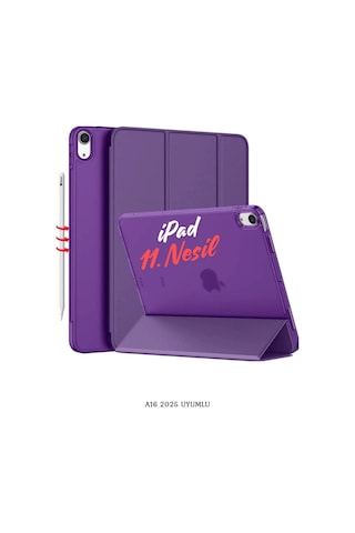 Apple Uyumlu iPad 11. Nesil A16 2025 11 İnç Standlı Katlanabilir Fuchsia Smart Cover Tablet Kılıfı Kılıf