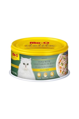 Me-O Delite Ton Balıklı Sebzeli Tahılsız Konserve Yetişkin Kedi Maması 80 G