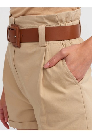 Ollacollection Yüksek Bel Kemerli Şort Camel