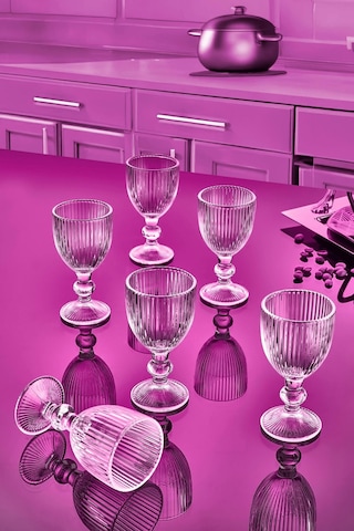 6'lı Kahve Yanı Cam Su Bardak Seti Premium Şeffaf Şık Tasarım Hediyelik Şeffaf