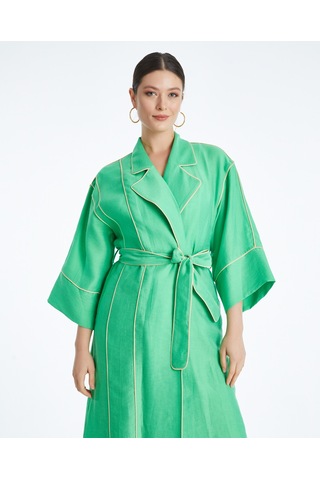 Kadın Biyeli Kap - Bağlama Kemer Detaylı - Modern Ve Şık - Günlük Ve Özel Günlerde Kullanım İçin Kap Yeşil