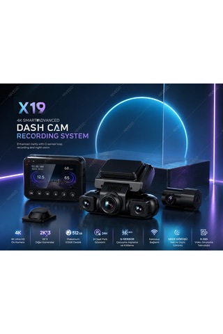 Nvg X19 4k Araç İçi Araç Kamerası 4 Kameralı Gps Wifi G-sensör 24 Saat Park Modu 512gb Destekli Gece Görüşlü Dash Cam