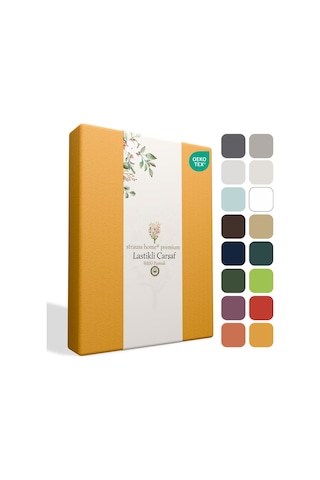 Home Premium Lastikli Çarşaf %100 Pamuk Tek Kişilik / Çift Kişilik Özel Penye Oeko-tex Hardal / Turuncu Hardal - Turuncu