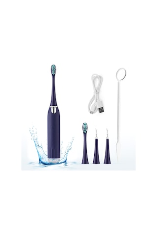 Wezone Evde Kullanan Elektrikli Diş Taşı Temizleyici - Ipx7 Su Geçirmezli, Mavi, 2 Fırça + 2 Uçlu Başlık
