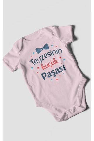Morivokids Teyzesinin Küçük Paşası Kısa Kollu Bebek Body Bebe Pembe