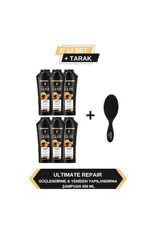 Gliss Ultimate Repair Güçlendirici Şampuan 6 x 400 ML + Tarak