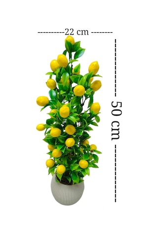 Limon Ağacı Mutfak Süsü Bej Beyaz Saksıda Yapay Çiçek