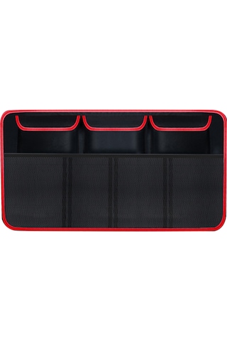 Springsun Araba Bagaj Organizer Çanta - İyileştirilmiş Model, 4 Kutu Ve 3 Çanta, Siyah-kırmızı, Oksford Kumaş Siyah