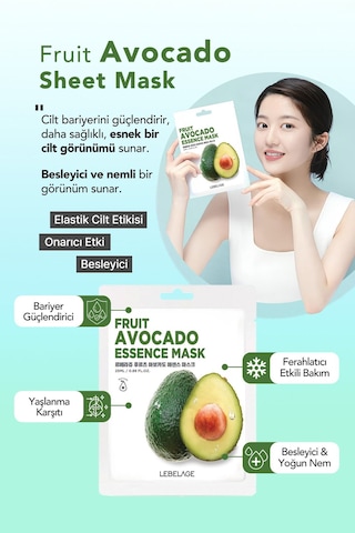Lebelage Avokado İçeren Nemlendirici Kağıt Maske Lebelage Fruit Avocado Mask