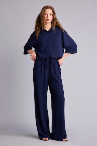 Defacto Wıde Leg Cepli Yüksek Bel Standart Boy Keten Karışımlı Pantolon F5024ax26smnv31 Lacivert-nv31