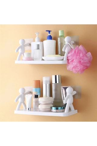 2 Li Banyo Mutfak Organizer Şampuan Kozmetik Baharat Kavanoz Düzenleyici Yapışkanlı Raf Çöp Adam Diğer