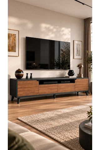 Legno Premium 180cm Modern Tv Ünitesi Ant-cvz Antrasit - Ceviz