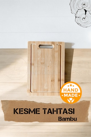 El Yapımı Bambu Ahşap Kesme Tahtası 34 X 24