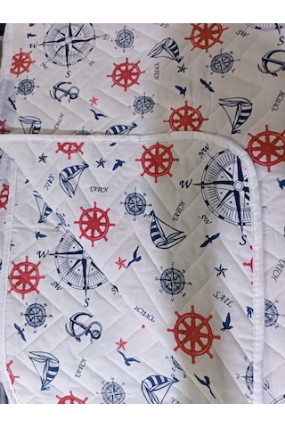 Tek Kişilik Kapitoneli Çapa Desenli Çok Amaçlı Örtü Pike - 160x22