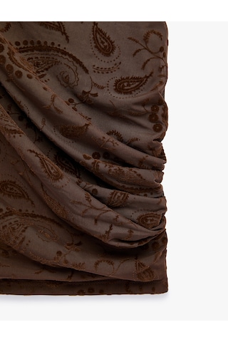 Koton Drape Detaylı Dik Yaka Çiçekli Kolsuz Bluz Kahverengi Desenli 7wal30025ık