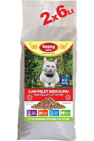 Bonny Nice Doğal Pellet Çam Peleti Kalın Kedi Kumu 2 x 6 L