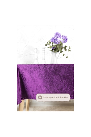 Elart Kadife Masa Örtüsü Dikdörtgen 150x220 Cm Mor Mor