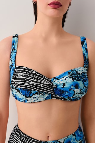 Suwen Azure Drapeli Bikini Üst Sb25295850850 Mavi Çiçekli