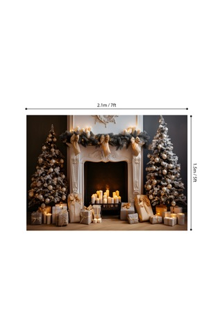 Kangvka Noel Temalı 2.1x1.5m Fotoğraf Arka Planı - Poliester Fiber W-7319 Modeli Çok Renkli