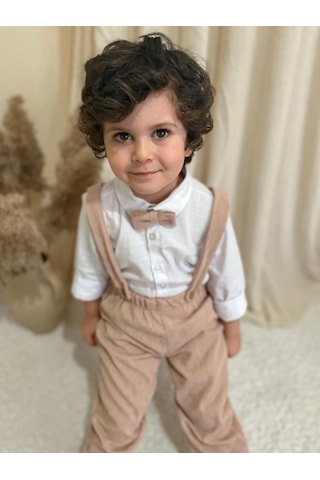 Miababy Papyonlu Fitilli Üçlü Takım Bej