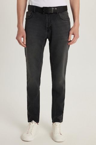 Tudors Erkek Normal Kesim Denim Yıkamalı Düz Paça Siyah Jean Kot Pantolon-34097 Siyah