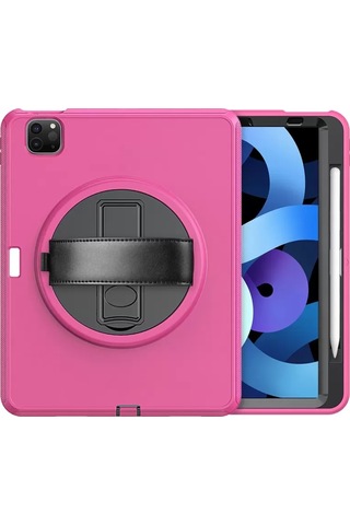 Apple iPad Uyumlu Pro 11 2018 Kılıf Hand Strap Tablet Kılıfı - Pembe Arka Kapak