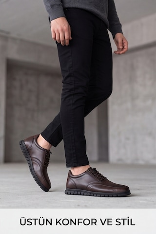 Brown Black Elastik Bağcıklı Esnek Hafif Taban Günlük Comfort Erkek Casual Spor Ayakkabı Siyah - Kahverengi
