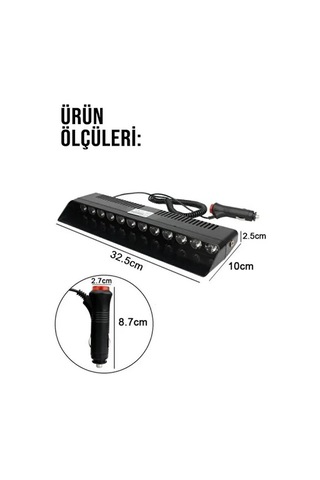 S12 Kumandalı Vantuzlu İkaz Lambası 12 Mod Kırmızı Beyaz Mavi Led Uyarı Işığı