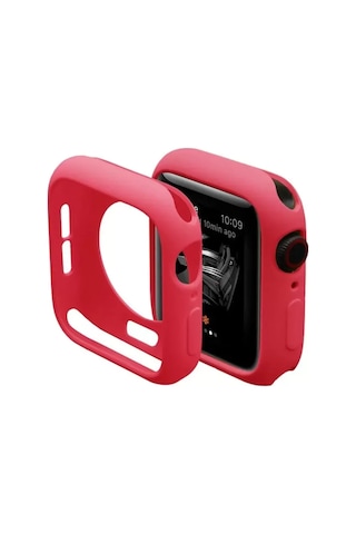 Newface Apple Watch Uyumlu 40mm Silikon Alt Kasa - Kırmızı Arka Kapak