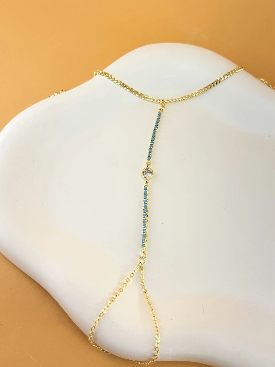 Altın Renkli Mavi Taş Dizilim Şahmeran Çok Renkli