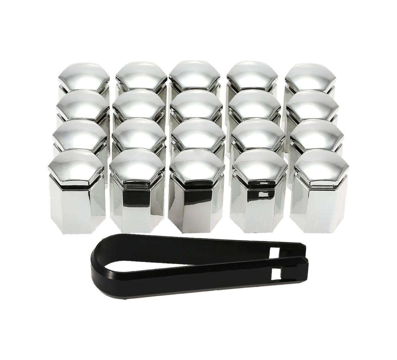 Neevoyu Vauxhall İçin 17mm Çelik Jant Somun Kapakları 20 Adet + Uygulama Aracı - Gümüş Renk, 30mm Yükseklik