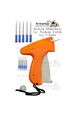 Kılçık Makinesi Ve 5 Li Çelik Yedek Uç 1 Paket Kılçık Tabancası Türban Tasarım Gelinlik Metal İğneli Markalama Etiket