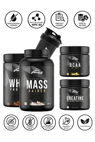 Full Paket 1: Whey Protein 500 Gr Çikolata + Bcaa 300 Gr Limon + Mass Gainer 3 Kg Vanilya + Kreatin Monohidrat 300 Gr Aromasız + Shaker Çikolatalı Full Paket 1: Whey Protein 500 Gr Çikolata + Bcaa 300 Gr Limon + Mass Gainer 3 Kg Vanilya + Kreatin Monohidrat 300 Gr Aromasız + Shaker Çikolatalı