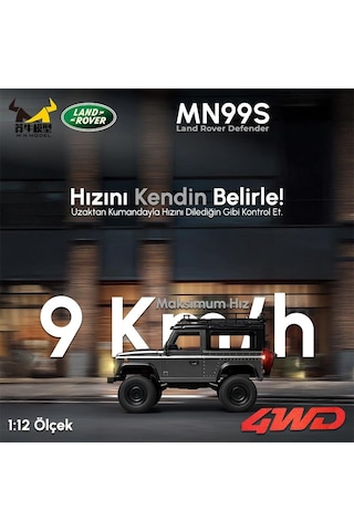 Mn Model Mn99s V2 1/12 Land Rover Defender 4wd Rc Model Crawler Offroad Uzaktan Kumandalı Araba Truck Rtr Lisanslı Gümüş+dahili Işık Seti Mn-99s V2