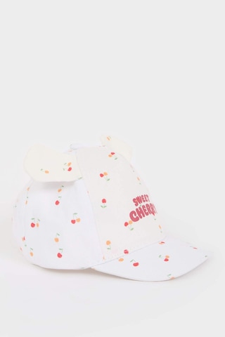 DeFacto Kız Bebek Baskılı Pamuklu Cap Şapka D8386A525SMWT1 Beyaz
