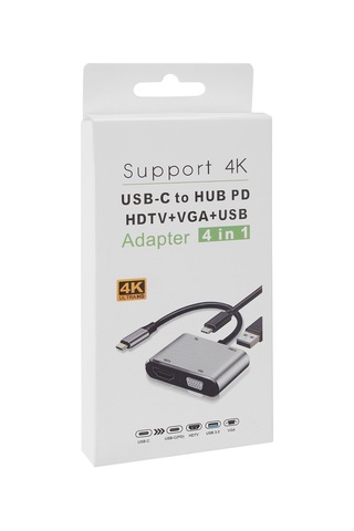 Hytech Hy-usbc22 4 İn 1 Type C To, Pd+hdmı+vga+usb3.0 Çevirici Hub Adaptör