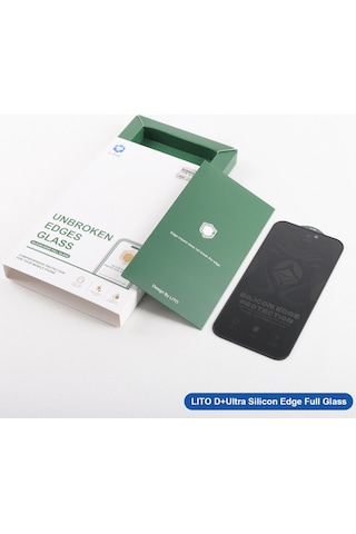 Lito D+ Ultra Silikon Kenar Clear iPhone Uyumlu 13 Pro Max/14 Plus Ekran Koruyucu