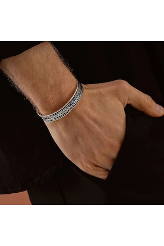 925 Ayar Gümüş Unısex Kelepçe Bileklik Gümüş