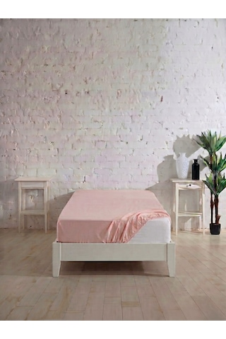 Tek Kişilik Pamuklu Lastikli Çarşaf, Ranforce Tek Kişilik Fitted Çarşaf 100x200+20 Cm Pudra