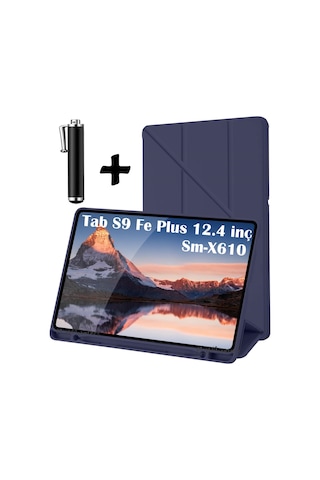 M.Tk Moveteck Samsung Galaxy Tab S9 FE Plus SM-X610 Uyumlu Kalem Bölmeli Yuvalı Kılıf