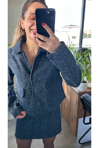 Denim Ceket Etek Takım Lacivert