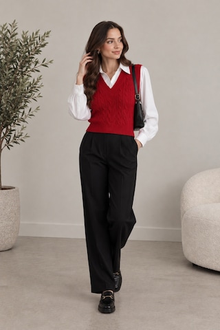 Youknitwear You Cameron %100 Pamuk V Yaka Kadın Süveter Kırmızı
