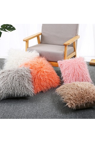 Geekyou Pembe 45x45cm Yumuşak Tüylü Dekoratif Yastık Kılıfı - Gizli Fermuarlı, Düşük Tüketimli, Ev/araba/uyku Odası Uygun Yastık İçeriği Yok Diğer