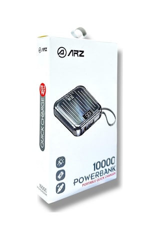 Arz-001 Powerbank Taşınabilir Hızlı Şarj Cihazı Beyaz 10000 Mah Diğer