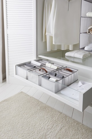 Ocean Home Textile 3'lü 8 Bölmeli Gri Çizgili Çekmece İçi Düzenleyici Set